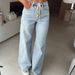 Women's High-Waisted Straight Leg Jeans With Cross-Tie Detail – Vintage Washed Denim, Comfortable & Stylish_ecoleips.com