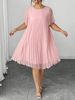 Women's Summer Pleated Solid Color Loose Elegant Chiffon Dress_ecoleips.com