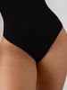 Ribbed Crisscross Back One Piece Swimsuit Women U Neck Tummy Control High Cut Bathing Suit Solid Black Slim Fit Swimwear_ecoleips.com