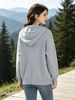 Light Grey Zip Up Drawstring Hood Pit Rib Knit Cardigan, Loose Lightweight Breathable Soft Skin-touch Long Sleeve Pocket Sweater_ecoleips.com