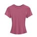 Women's Popular Tight-fitting Sexy Round Neck Short-sleeved T-shirt, Summer Solid Color Basic Knit Top_ecoleips.com