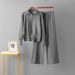 Elegant Knitted Two Piece Set for Women Double Zipper Lapel Sweater Loose Casual Long Sleeved Top Wide Leg Pants_ecoleips.com