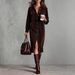 Women's Clothing Women's Solid Color Corduroy Long Sleeve Lapel Shirt Loose Long Skirt Maxi Dress For Autumn Winter_ecoleips.com