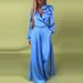 Women's Clothing Luxury Elegant V Neck Satin Long Sleeved Top Wide Leg Pants Set_ecoleips.com
