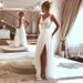 Women's lace white long sexy evening dress new princess wedding dress cross-border_ecoleips.com