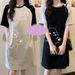 Summer Loose Japanese-style Cartoon Line Bear Cute Print Women's And Pregnant Women's Fashionable And Casual Round-neck Dress_ecoleips.com