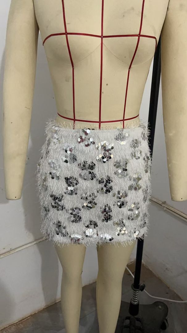 Women's Fashionable Miniskirt with Sequins New 2025 Irregular Size Short Skirt for Foreign Trade Cross Border_ecoleips.com