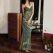 PB228 Fashionable Summer Elegant Style Women's Slim Fit Strap V-Neck Mermaid Dress_ecoleips.com