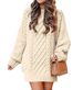 K New Women's Loose Half-turtleneck Chunky-knit Pullover Sweater In A Pure Color. No Bags Or Other Accessories_ecoleips.com