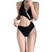Verve 2025 New Bikini Swimsuit For Women Black Sexy High Waist One-Piece Summer Vacation High-End Swimwear Girl Hot Spring_ecoleips.com