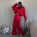 Women's Fashion Sportswear Set Spring/Summer Loose Sweatshirt Jacket And Wide Leg Trousers Trendy European American Style_ecoleips.com