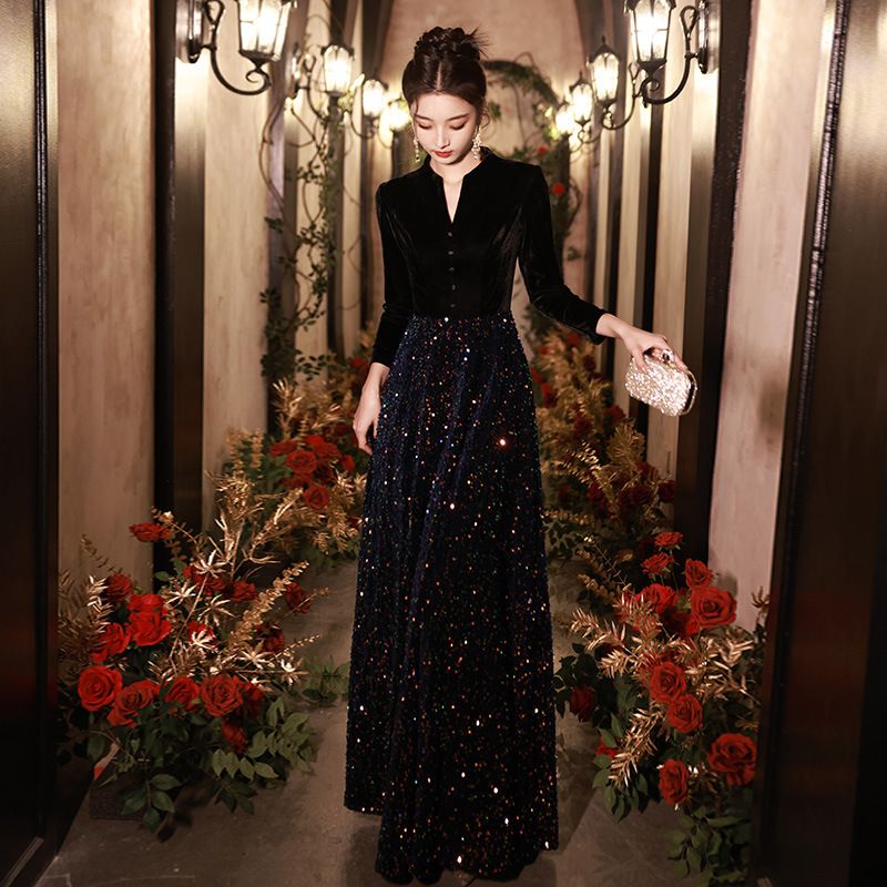Command The Room In This Stunning Gown Elegant Black Evening Gown – Sophisticated Long Dress For Hosts & Performers_ecoleips.com