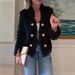 Boho-Chic Fringe Blazer For Women – Polyester Draped Jacket With 3D Texture & Tassel Details (XS-3XL)_ecoleips.com