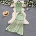 Sleeveless Crop Top & Pleated Skirt Set – Lightweight Polyester Summer Outfit For Women, Breathable Office & Casual Wear (Green/Blue/White/Black)_ecoleips.com