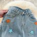 "Women's High Waisted Floral Embroidered Jeans – Light Blue Loose Fit Wide Leg Denim Pants For Petite & Curvy"_ecoleips.com
