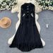 Women's Clothing Lace Trim Dress – Bow Accent, Waist-Defining Pleats, Long Sleeve Elegance"_ecoleips.com
