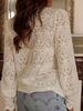 Sheer Lace V-Neck Blouse For Women – Oversized Long Sleeve Shirt With Sexy Cutout Detail | Solid Color Streetwear Top | S-XXL (Beige Only)_ecoleips.com
