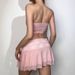 Sexy Solid Color Wrap Top Vest High Waist Bodycon Short Skirt Set Women's Fashion Trendy Outfit For Party And Nightclub_ecoleips.com