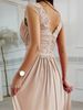 Women's Solid Color V-neck Wedding Party Dress, Lace Sleeveless Wedding Party Gown, Suitable For Everyday Commuting And Wedding Parties._ecoleips.com