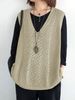 Plus Size Hollow Knit Vest, Loose V-Neck Sleeveless Top, Casual Layering Waistcoat_ecoleips.com