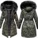 Women's Clothing Winter plus velvet thickened coat for women version loose BF large fur collar medium and long camouflage cotton coat_ecoleips.com