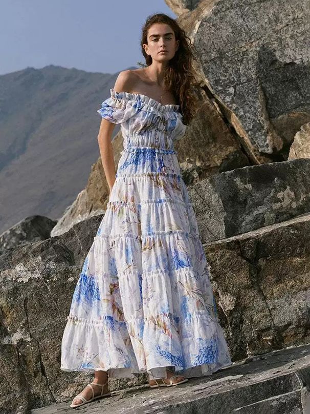 2025 New Off Shoulder European And American Women's Fashion Organza Fairy Long Temperament Evening Dress_ecoleips.com