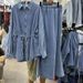 Elegant Denim Shirt & Fishtail Skirt Set – Tie-Waist Slim Fit, Autumn Streetwear Outfit_ecoleips.com