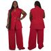 Plus Size V-Neck Sleeveless Two Piece Set Casual American Style Fashion Spring/Summer Pant Suit_ecoleips.com