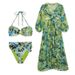European And American Bikini New Halter Neck Printed Vacation Split Swimsuit And Cover Up Suit Female Hot Style_ecoleips.com