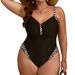 Aria Basics European American Plus-size Swimsuit For Women, Leopard Print, Sexy V-neck, Slimming And Flattering, Cross-border_ecoleips.com