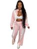 Women's Clothing Women's Style Color Blocked Zip Up Cardigan And Wide Leg Drawstring Sports Pants Two Piece Set_ecoleips.com