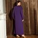 Deep Purple V-Neck Hand-Stitched Glass Rhinestone Elegant Slimming Dress For Women_ecoleips.com