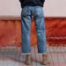 European American Women's Loose Straight-leg Cropped Jeans With Frayed Edges Holes, Cross-border Supply For ,_ecoleips.com