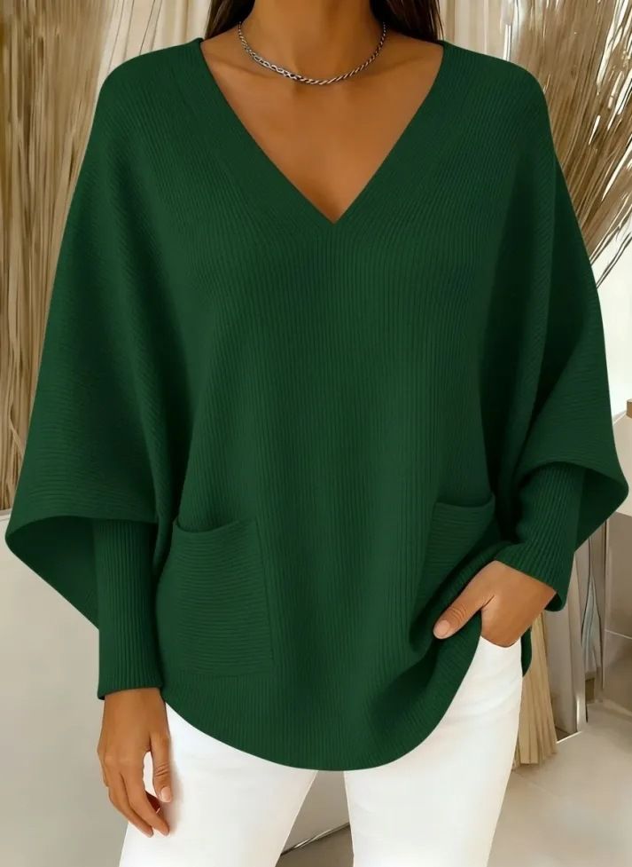 Women's Clothing Oversized V-Neck Sweater For Women – Soft Acrylic Knit (S-4XL, 8 Elegant Colors)_ecoleips.com