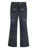 Women's Clothing Bohemian Style Jeans Gemstone Totem Print Fashion Solid Color Denim Subculture Pants_ecoleips.com