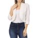 Women's Solid Color Blazer – Slim Fit Polyester Jacket With Stand Collar (S-5xl, Short Length, 7/8 Sleeve, Office & Casual)_ecoleips.com