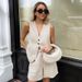 Women's Clothing Cotton And Linen Sleeveless Vest Vest Hot Pants Suit_ecoleips.com