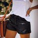 Women's Clothing Women's Elastic Mid Waist Denim Shorts With Holes_ecoleips.com
