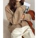 Women's Oversized Chunky Knit Sweater – Soft Round Neck Pullover In Yellow/Purple/Beige/Camel/Charcoal (S/M/L/XL)_ecoleips.com