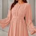 Women's Clothing Middle East Dubai Dubai-Inspired 2025 Fall Collection – Beaded Cuff & Belted Midi Dress With Modest Fit (S-XL, 7 Colors)_ecoleips.com