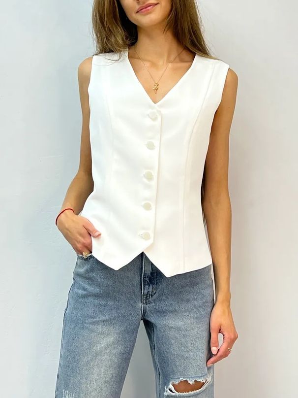 2025 Cross-border New Summer V-neck Sleeveless Vest Waiscoat For Women Cardigan Top Vest Women's Tank Couquette Aesthetic Clothes_ecoleips.com