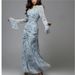 Women's Clothing Pleated Fashion Advanced Printed Chiffon Women's Long Dress_ecoleips.com