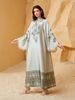 Middle Eastern Cross-Border Muslim Women's Long Robe, V-Neck Printed Fringe Abaya, Elegant Arabic Dress, Stylish Islamic Fashion_ecoleips.com