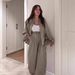 Elegant Two-Piece Set For Women - Notch Lapel Long Sleeve Top And Wide-Leg Pants, Chic Office To Casual Outfit_ecoleips.com