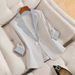Women's Style Blazer – Oversized Slim-Fit Notch Lapel Jacket With Contrast Trim For Autumn_ecoleips.com