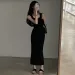 Myufon Basic Knit Long Dress Korean Fashion Square Collar Sleeveless Women's Dresses Summer Casual Y2k Vintage All-match Outftis_ecoleips.com