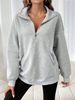 Women’s Half-Zip Fleece Sweatshirt – Oversized Pullover (Light Gray/Dark Gray/Rose Red/Black/Apricot, XS-XXL)_ecoleips.com