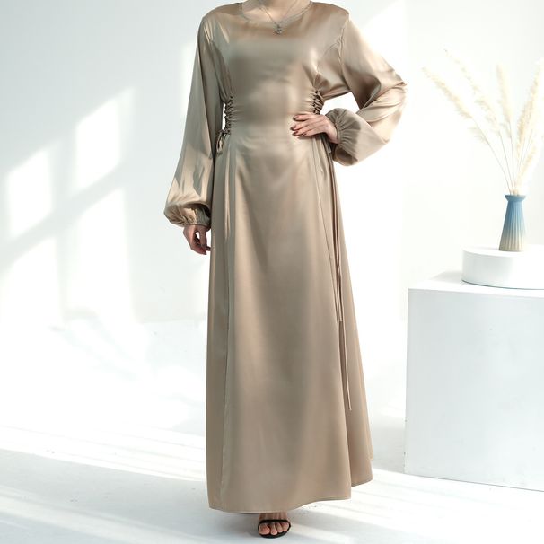 Loriya Slim Fit Elegant Dress High Collar Thin Strap Solid Color Style Plus Size Women's Clothing LR702_ecoleips.com