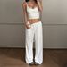 Women's Clothing Casual Wide Leg Pants Adjustable Drawstring Soft Cotton Blend, High Waisted Loose Fit, Streetwear Essentials (White, S-XXL)_ecoleips.com