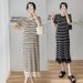 Summer New Korean Fashion Striped Maternity Knitted Dress_ecoleips.com